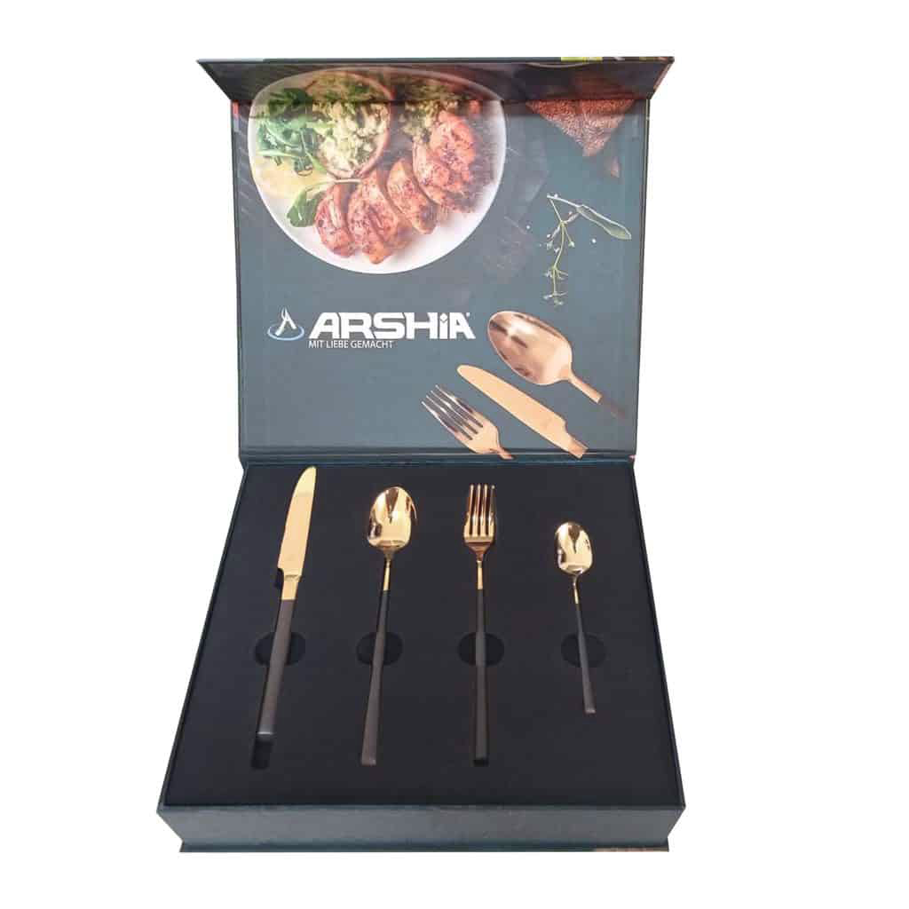 Arshia Stainless steel Gold and Black 24pcs Cutlery Sets TM014RB