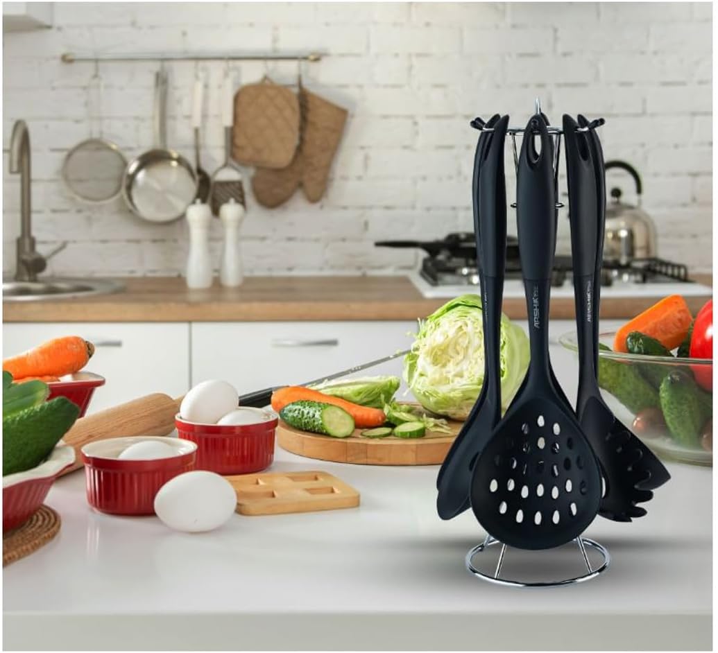 Arshia Unique Silicon Utensil 7pc Set Black