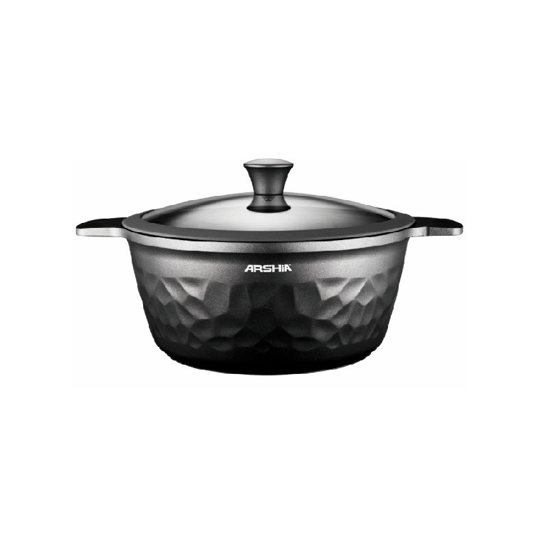 Arshia Premium Die-Casted Aluminum Diamond Cookware 12pcs Grey