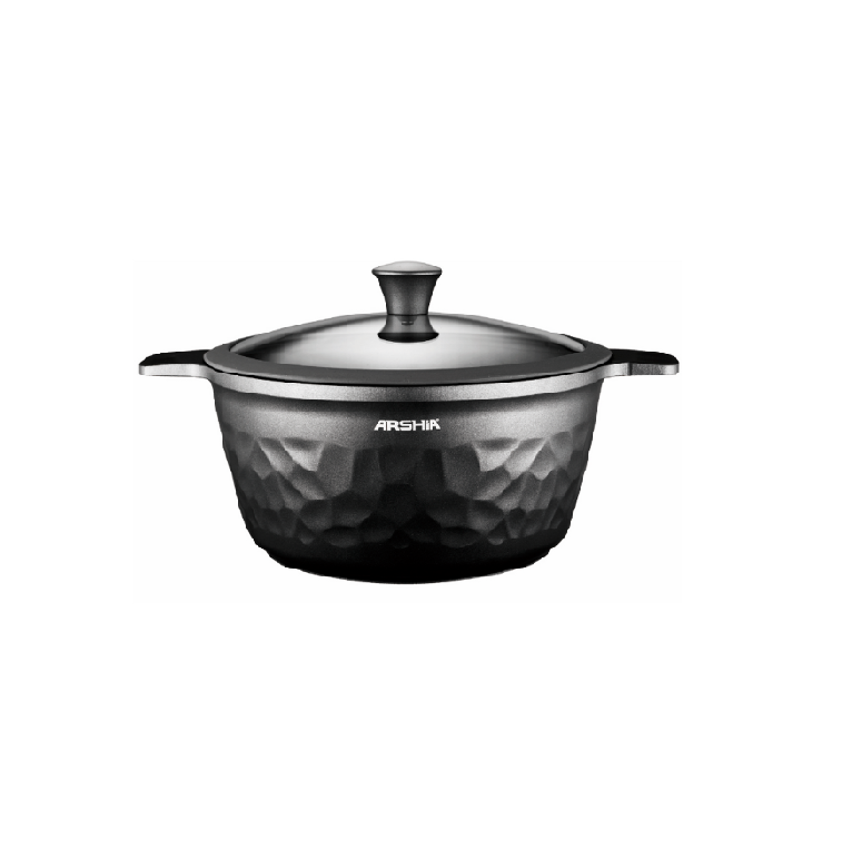 Arshia Premium Die-Casted Aluminum Diamond Cookware 12pcs Grey