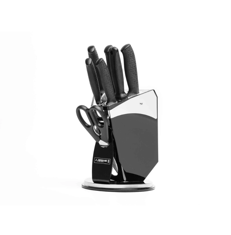 Arshia Stainless Steel Knife 8pc Set Non Stick Black Premium Design