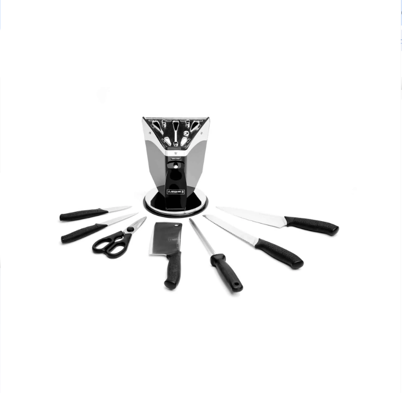Arshia Stainless Steel Knife 8pc Set Non Stick Black Premium Design