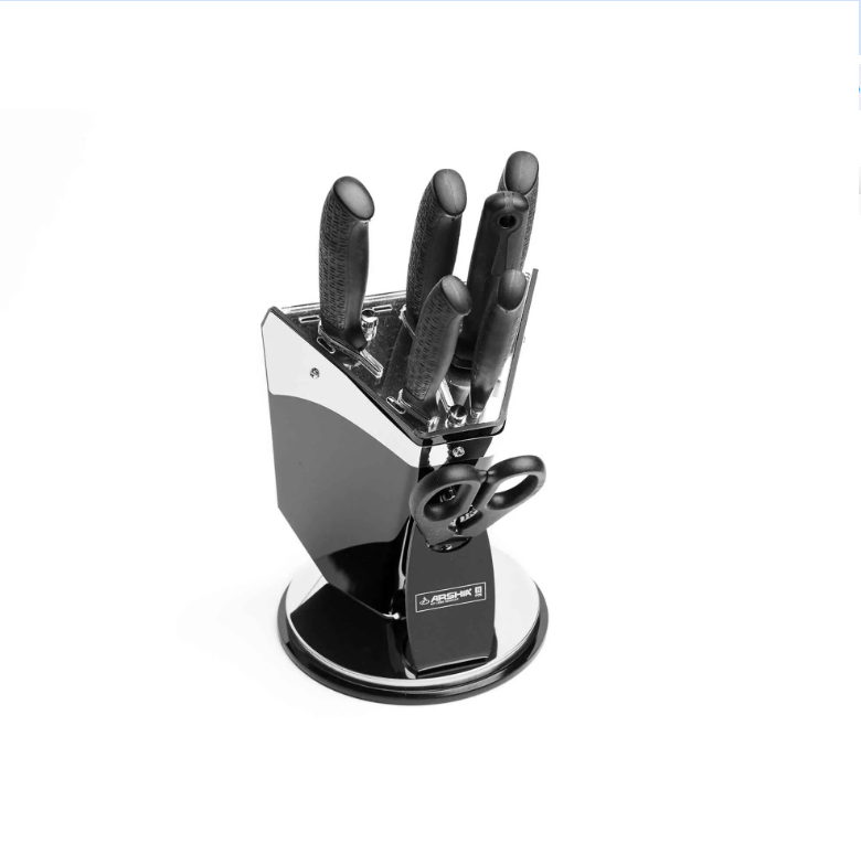 Arshia Stainless Steel Knife 8pc Set Non Stick Black Premium Design