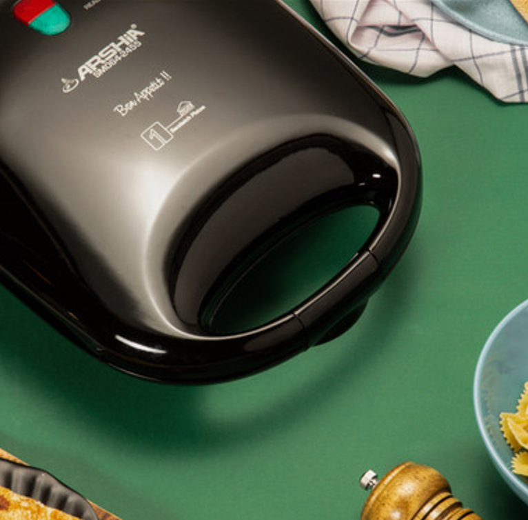 Arshia Sandwich Maker 1 Sandwich Plate - 1200 Watts Black