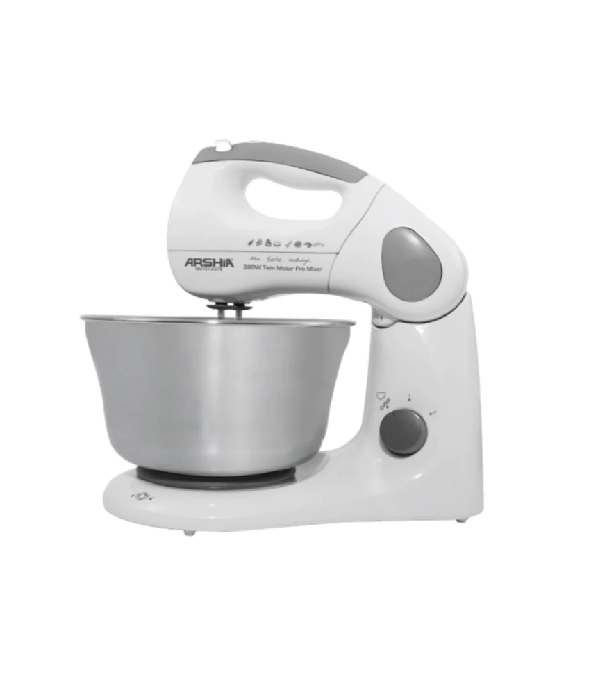 Arshia Compact Stand Mixer 2-Litre Stainless Steel Bowl White