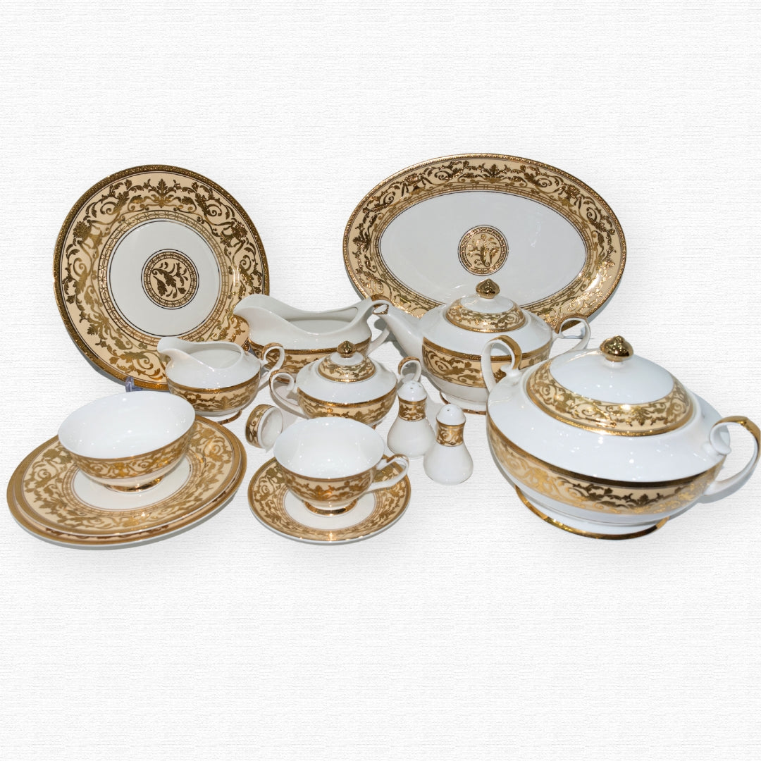 UK Royal Fine Bone Dinner Set 124 Pieces