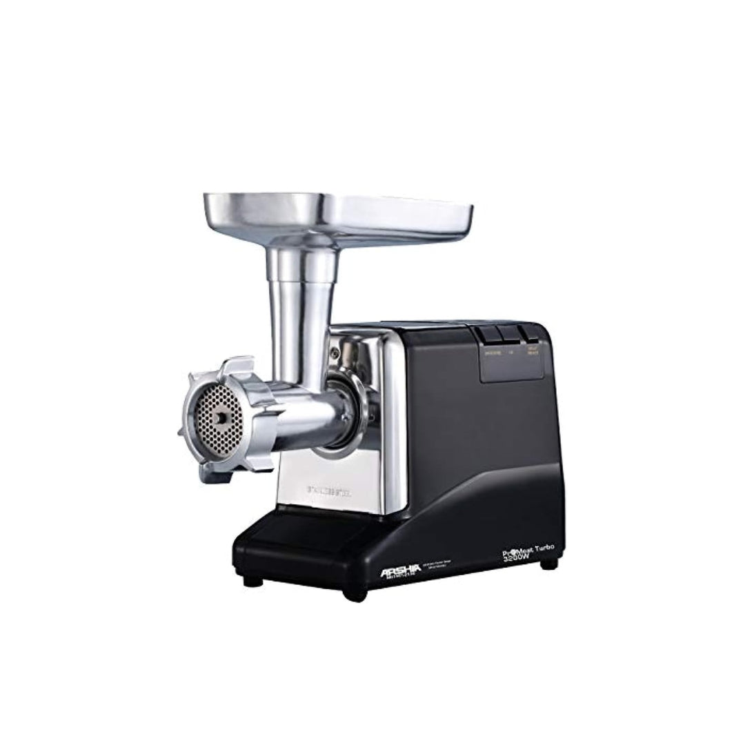 Arshia ProMeat Turbo Meat Grinder, 3200Watt with Reverse Function, Sausage & Kibbeh Maker - Black