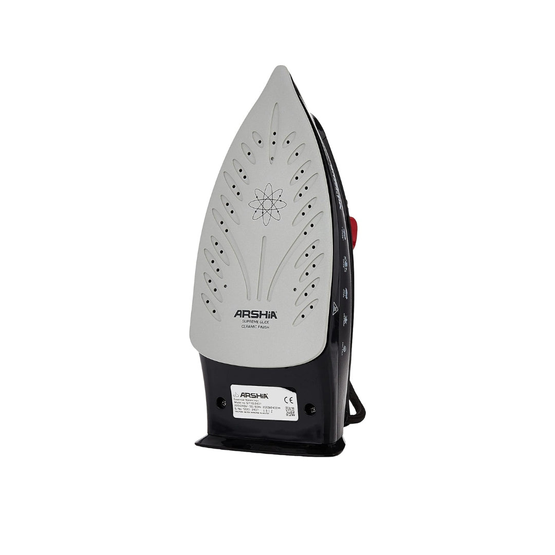 Arshia Essential Steam Iron Black Ceramic Coated Sole plate with Anti Calc