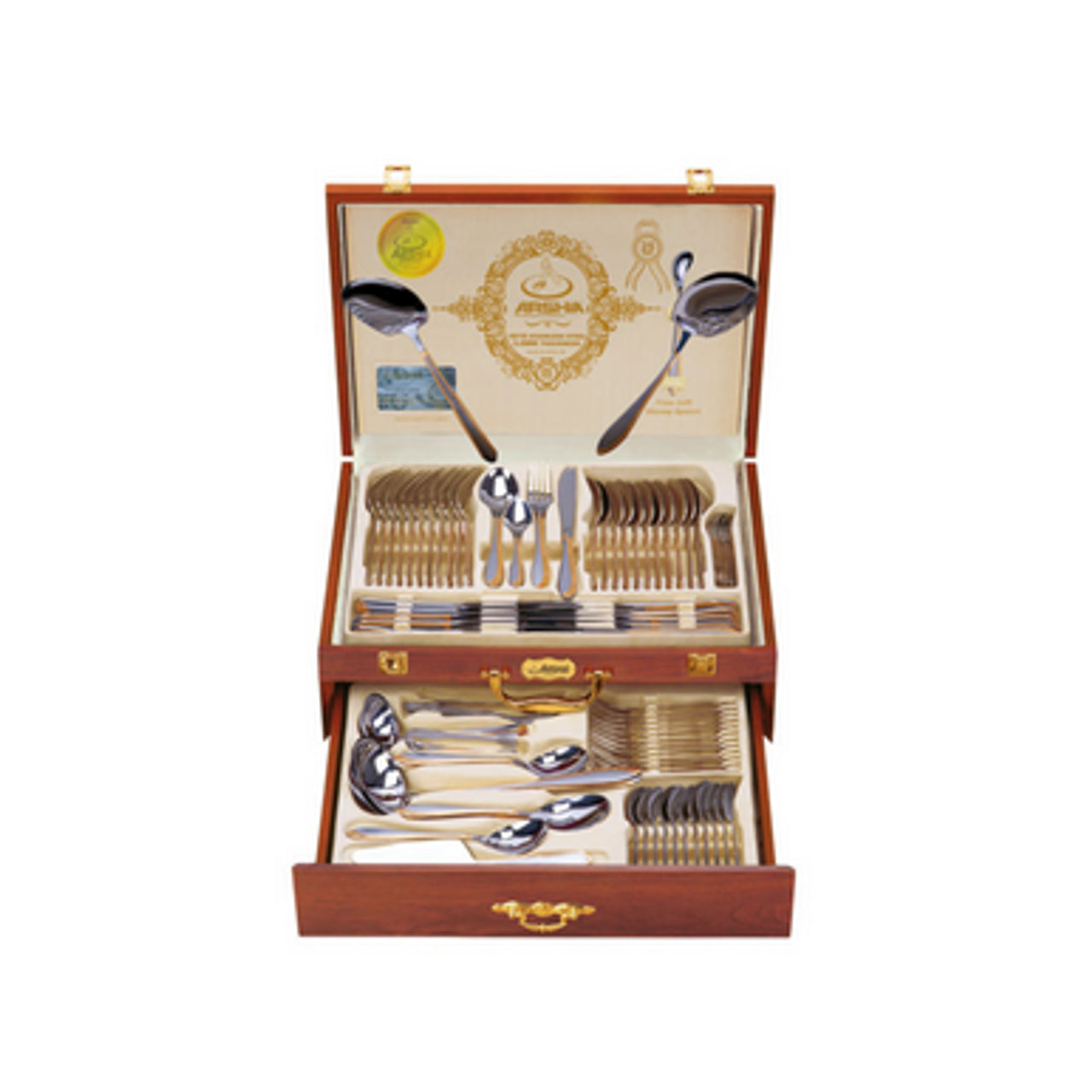 Arshia 133PCS Wooden Case Cutlery Set TM1401G