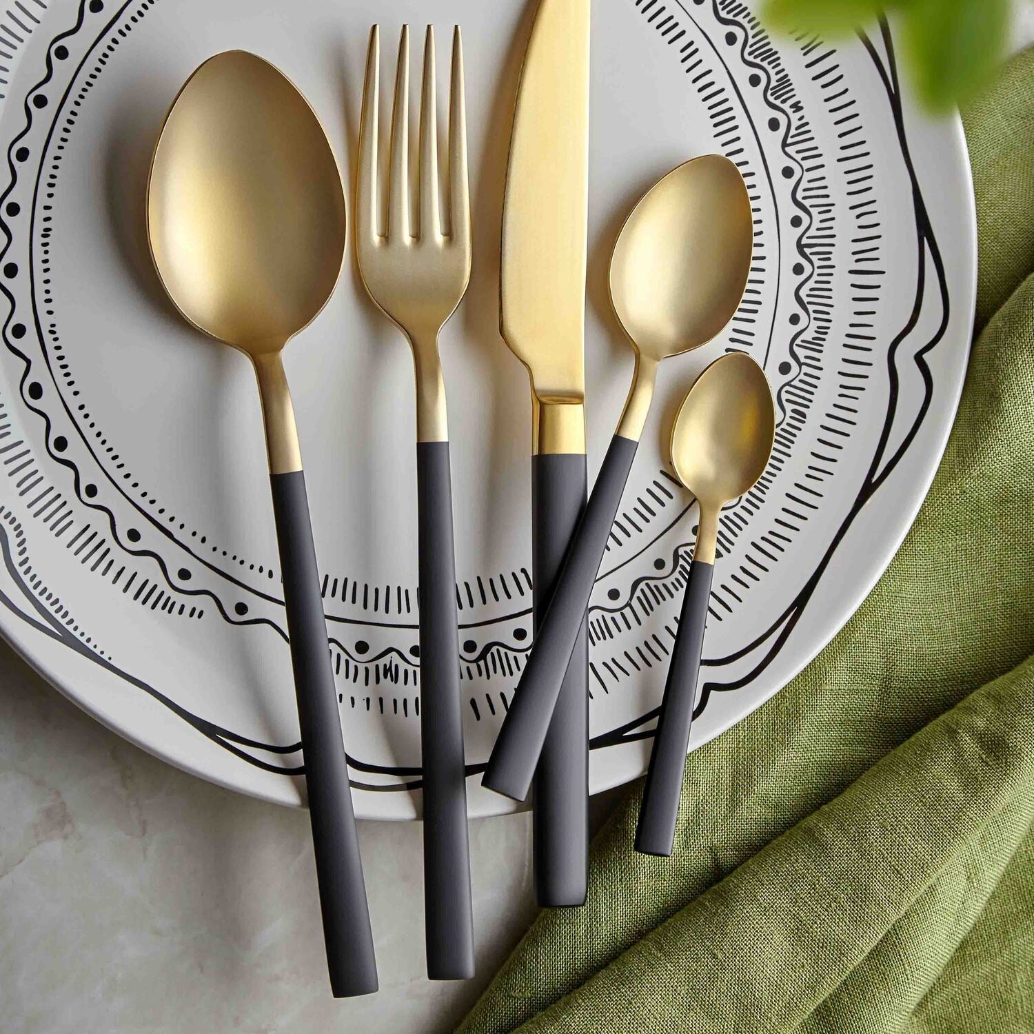 Arshia Gold and Black Cutlery 24pc Set TM014GB