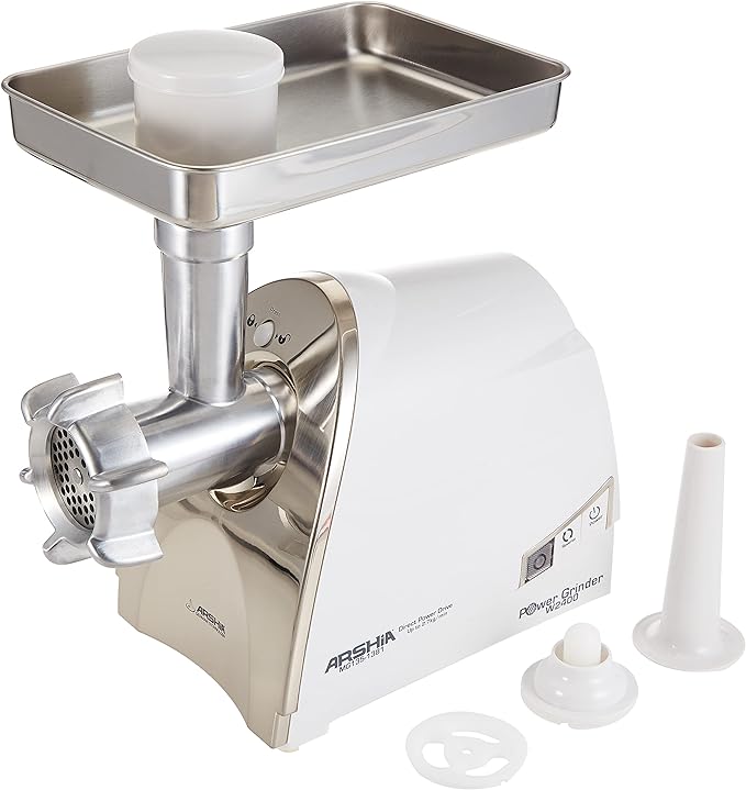 Arshia Compact Meat Grinder with Sausage maker Attachments with Reverse Function