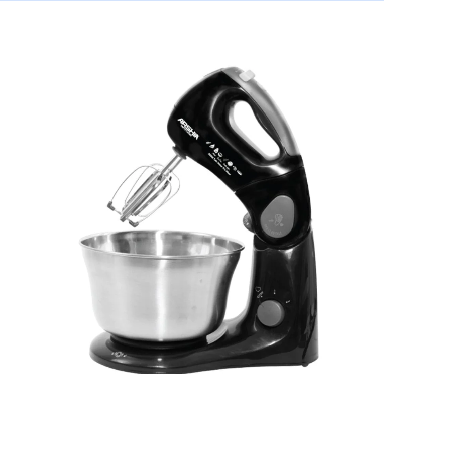 Arshia Compact Stand Mixer 2-Litre Stainless Steel Bowl Black